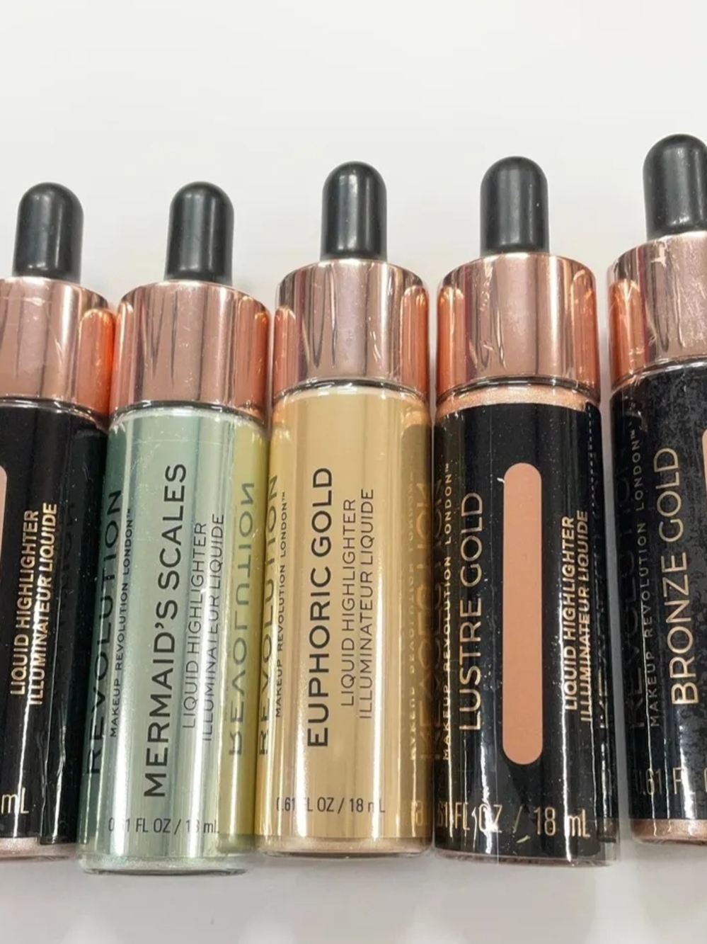 Makeup Revolution Liquid Highlighter Set - Gold & Bronze Shades X1